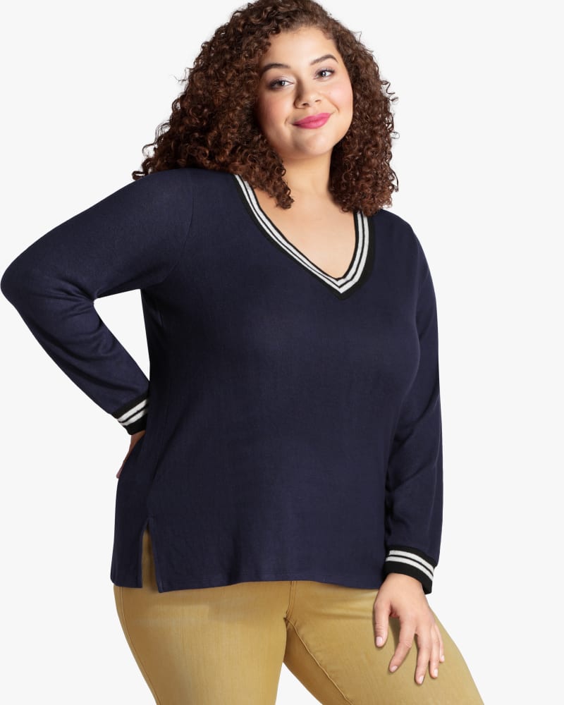 Front of plus size Eveline V-Neck Top by B. Curvy | Dia&Co | dia_product_style_image_id:118168